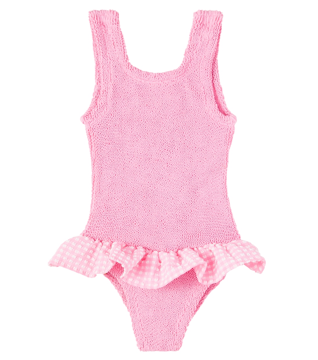

Купальник Denise с оборками в клетку Hunza G Kids, Milkshake/Pink