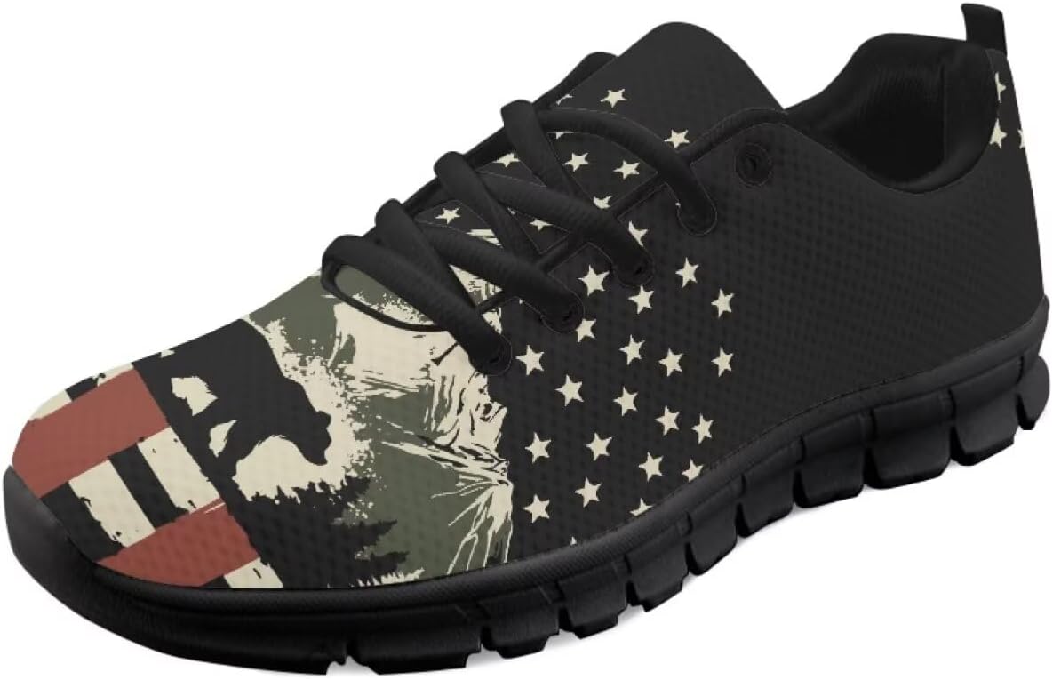 

Мужские и женские кроссовки для бега по дороге, тенниса, ходьбы, с шнуровкой, для тренировок, спорта и походов, легкие Getelinseng, American Flag Bear