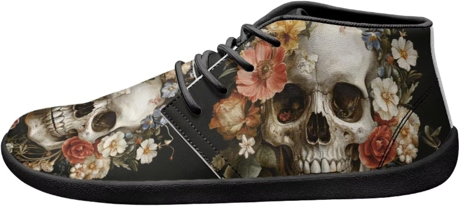 

Мужские кроссовки с широкой носочной частью, с животным принтом, стильные, с противоскользящей подошвой и нулевым перепадом, для ходьбы и бега Xixirimido, Skull