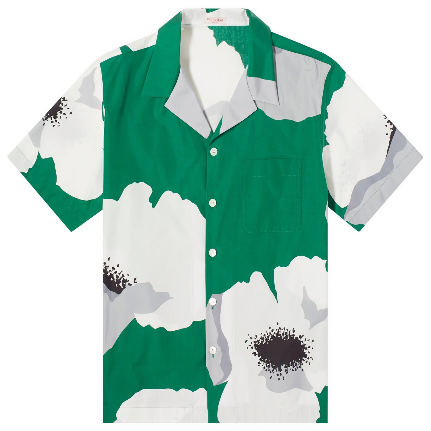 

Рубашка с коротким рукавом Valentino Flower Portrait Vacation Shirt, цвет Smeraldo/Grigio