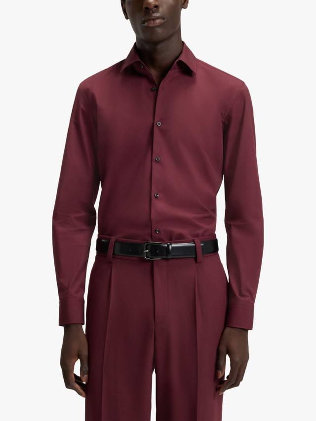 

Хлопковая рубашка HUGO Kenno Slim Fit HUGO BOSS, Dark Red
