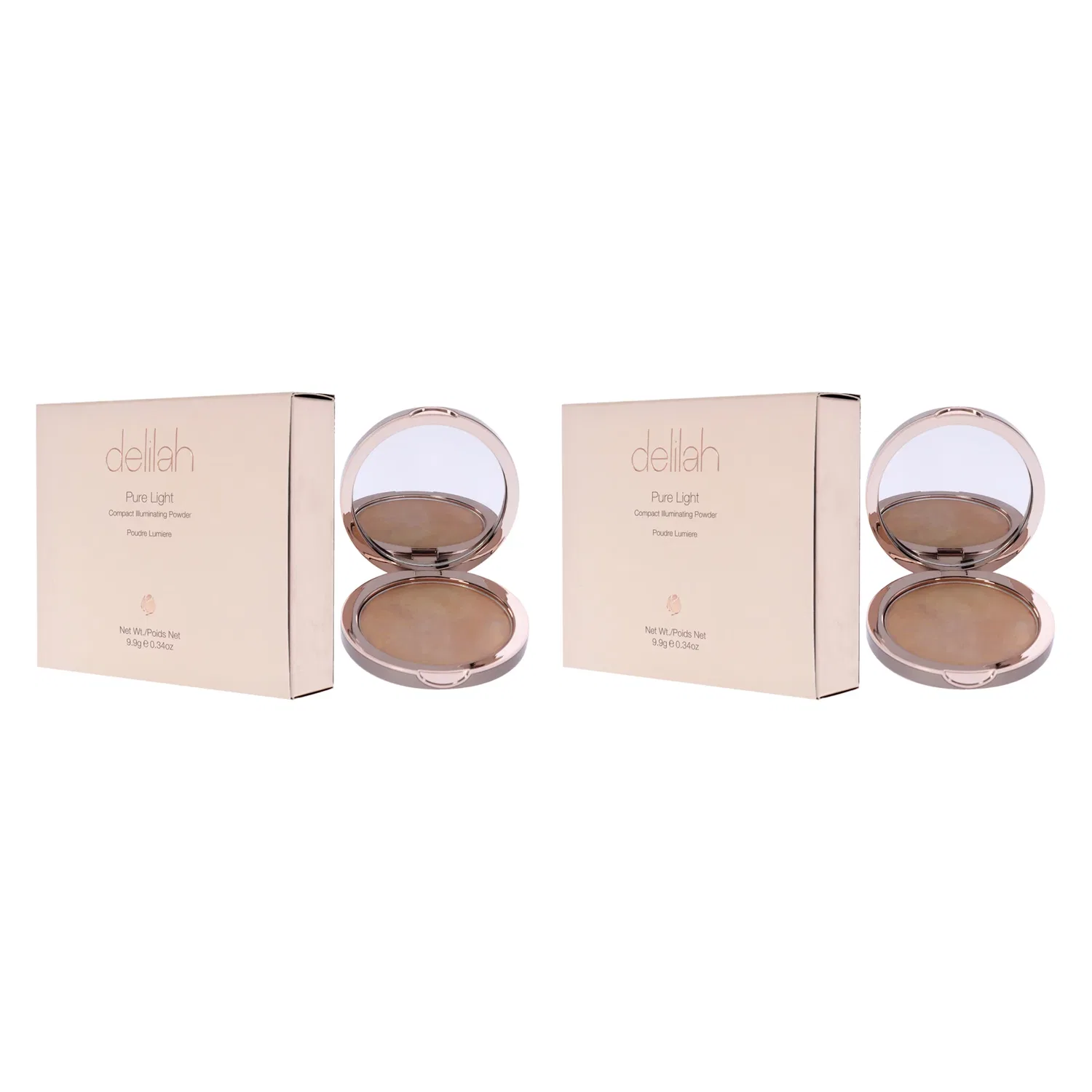 Компактная осветляющая пудра Pure Light Compact Illuminating Powder - Aura от Delilah для женщин - 0,34 унции - упаковка из 2 штук, коричневый — фото 4