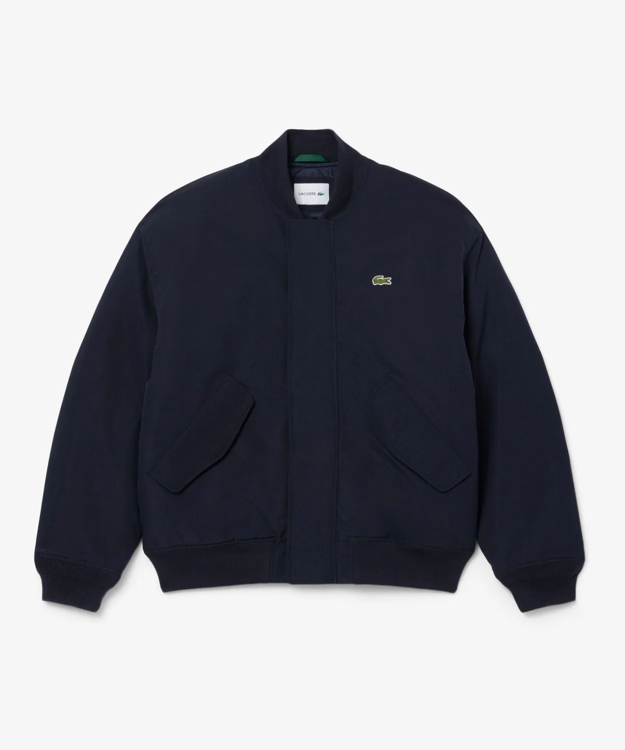Куртка-бомбер тафта водоотталкивающая Lacoste утепленная темно-синяя — фото 4