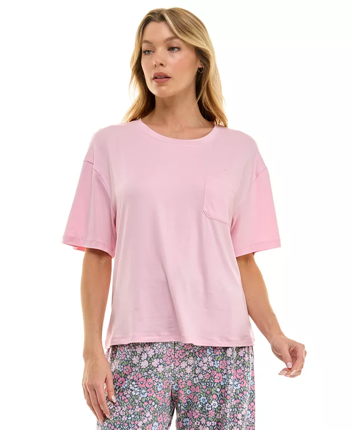 

Женская футболка для сна с удлиненными плечами Drop-Shoulder Crewneck Roudelain, розовый