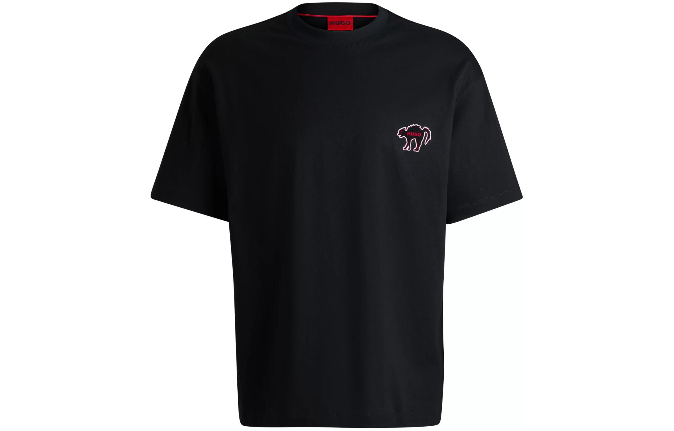 

Футболка из хлопка с аппликацией логотипа HUGO BOSS, черный