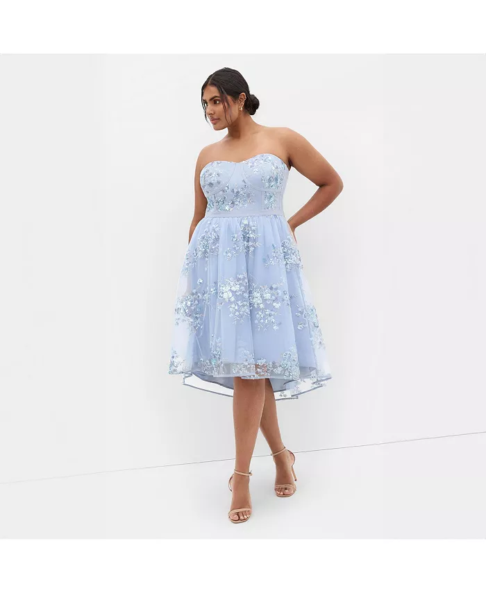 

Платье без бретелей из тюля Plus Size Ambrosia CITY CHIC, синий
