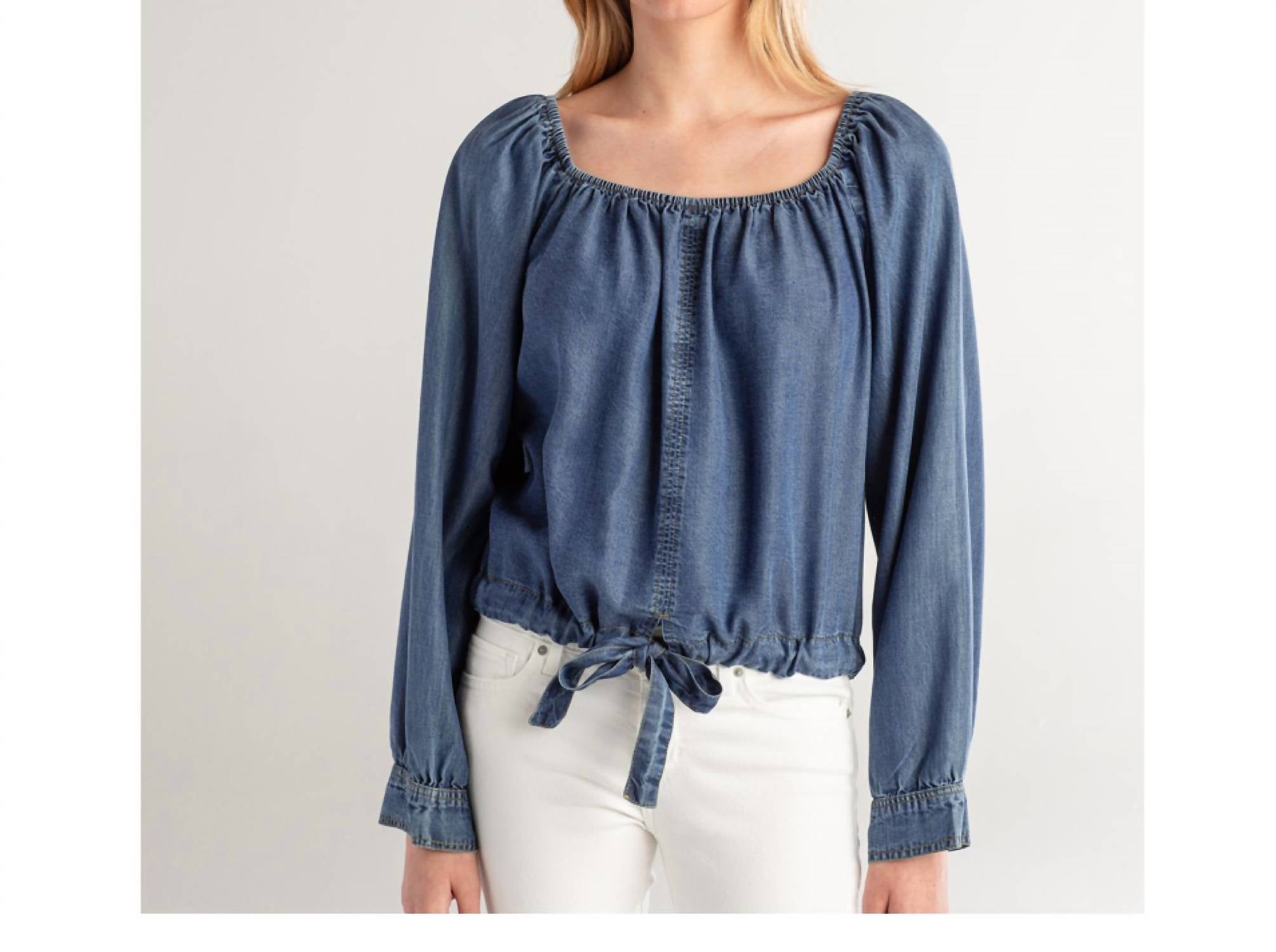 

Топ с завязками по низу из денима red haute, цвет denim