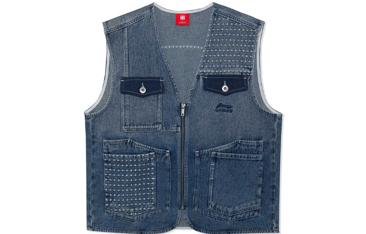 

LiNing Мужская куртка с градиентом от темного к светлому дениму синего цвета, Deep Light Denim Blue Gradient