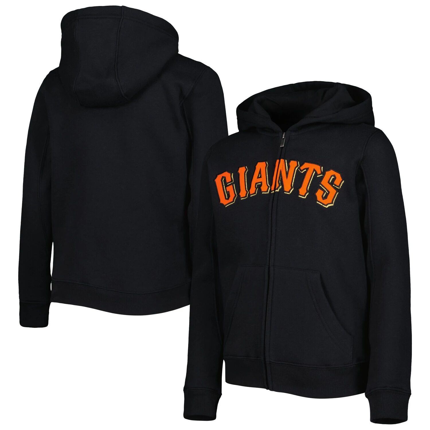 Молодежная флисовая толстовка с молнией во всю длину San Francisco Giants Wordmark черного цвета Outerstuff