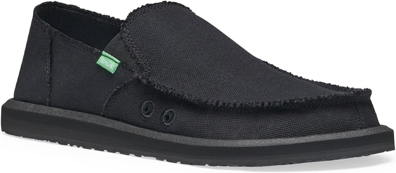 Мужские слипоны Sanuk Vagabond Sidewalk Surfer, Стелька с высокой амортизацией, Скукоживаемые обувь для мужчин, Мужские лоферы без шнурков, Blackout — фото 3
