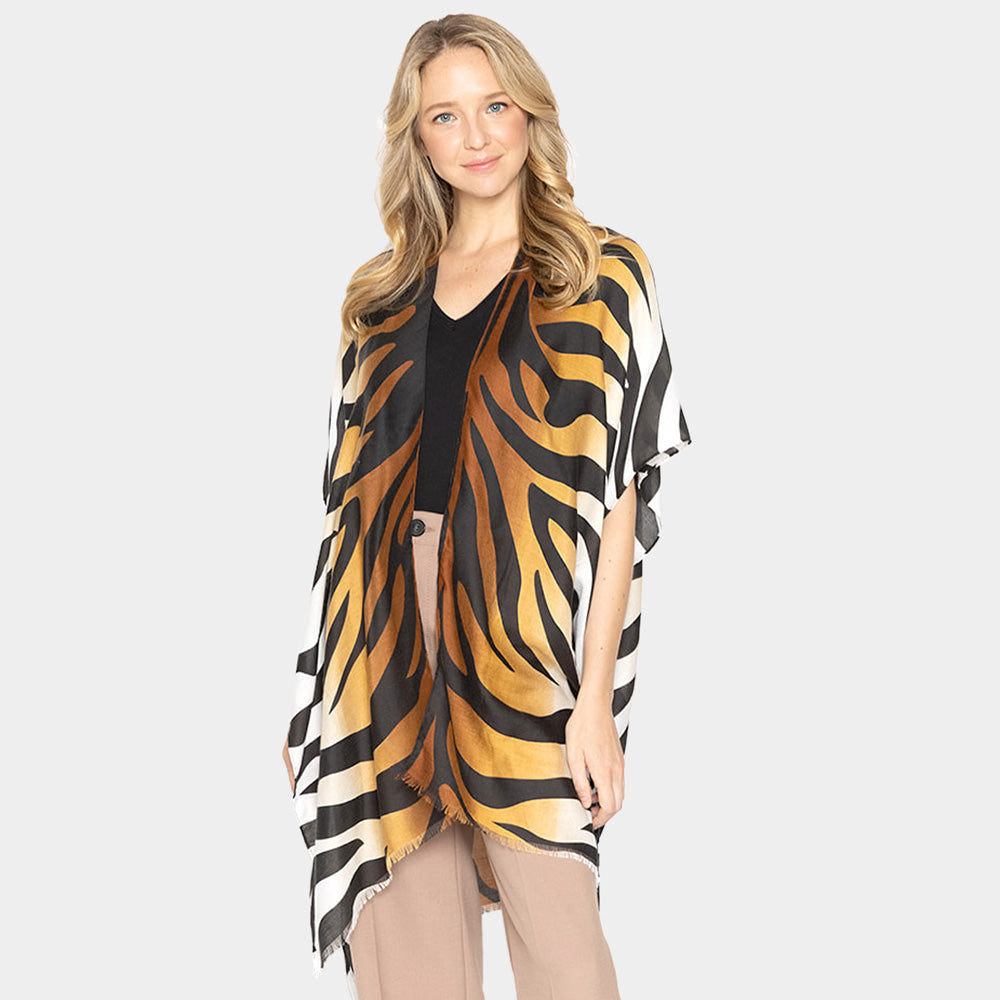 

Омбре зебра кимоно пончо накидка TRUEDAMES, оранжевый