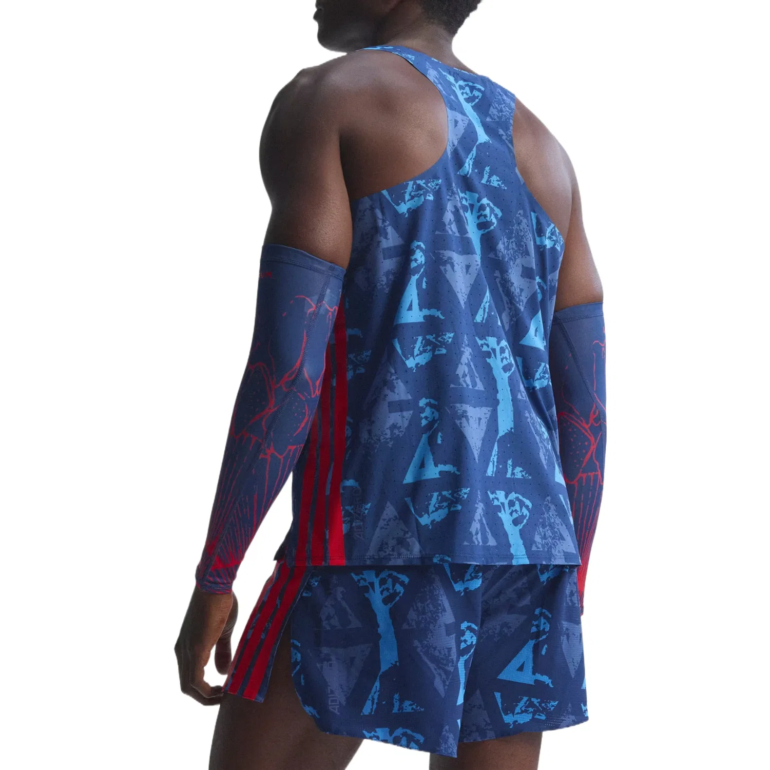 Мужская беговая майка Adizero Adidas, Dark Blue/Bright Red — фото 4