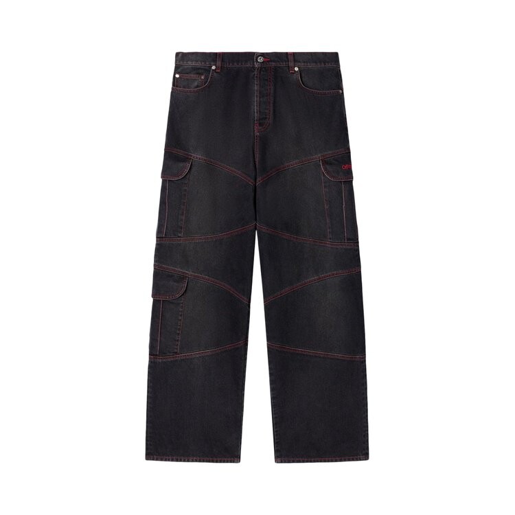 

Джинсы Off-White Script Samurai Straight Jeans, цвет Vintage Black/Red