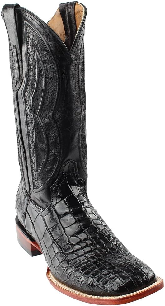 Мужские ботинки Ferrini Mens Stallion с широким квадратным носком, из кожи аллигатора США, средней длины голенища - черные Ferrini Italia — фото 2