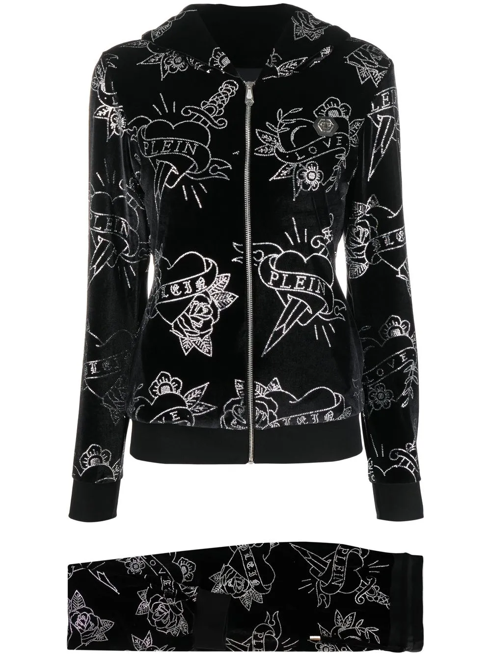 

Бархатный спортивный костюм Philipp Plein, черный