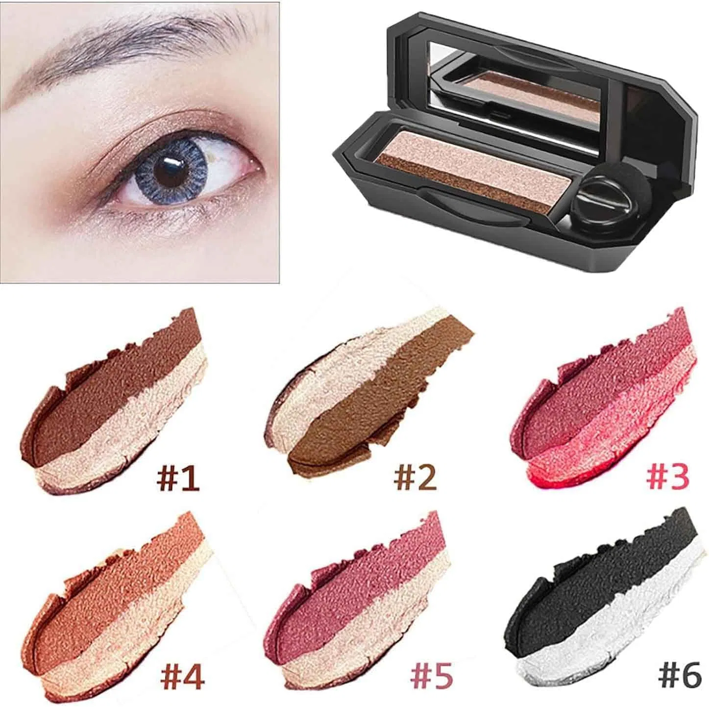 Тени для век Dual Color Eyeshadow, No brand, 2 шт, 4 г, 02+04 — фото 2