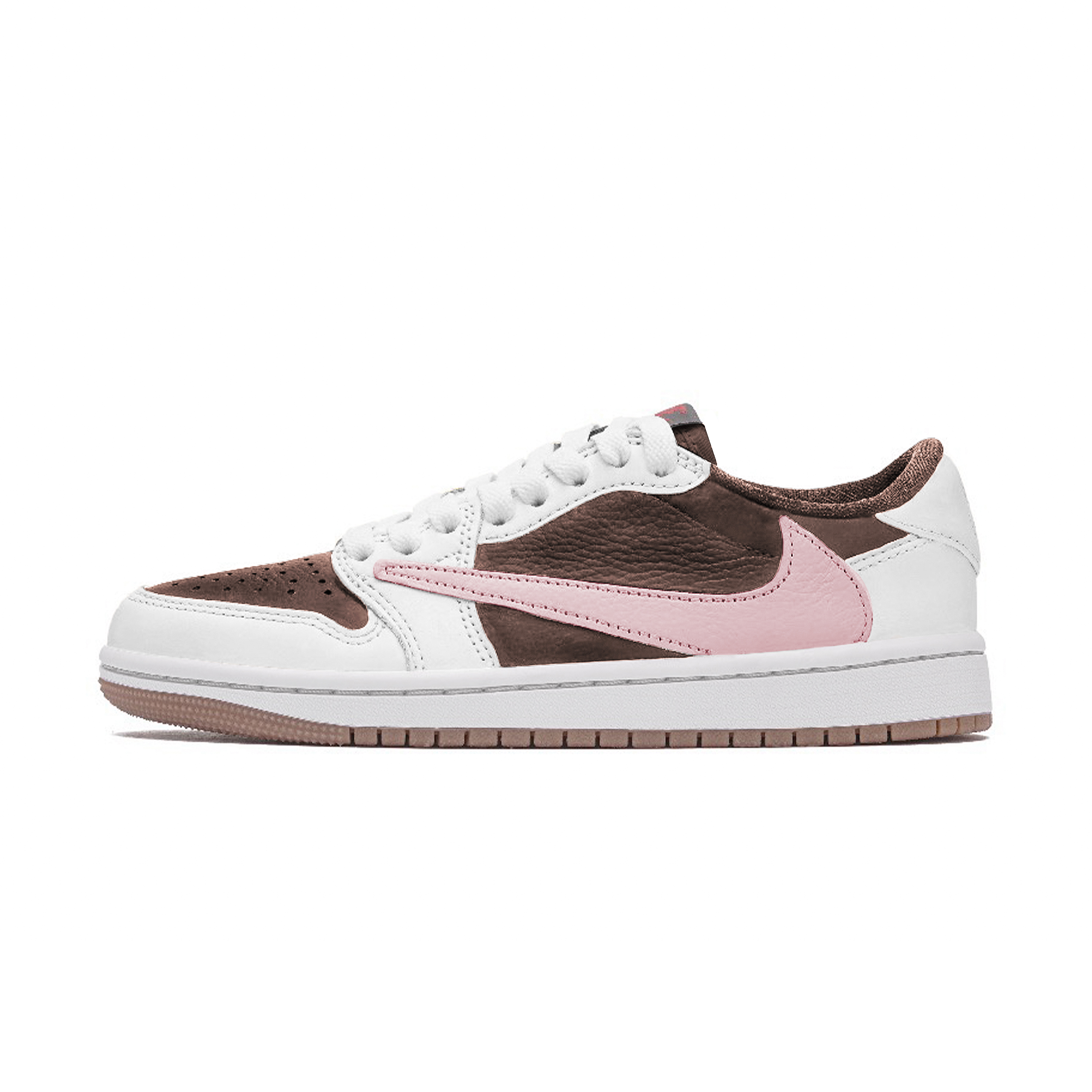 Jordan Баскетбольные кроссовки Travis Scott x Air 1 с амортизацией и противоскользящим эффектом, винтажные, унисекс, белые, коричневые, розовые