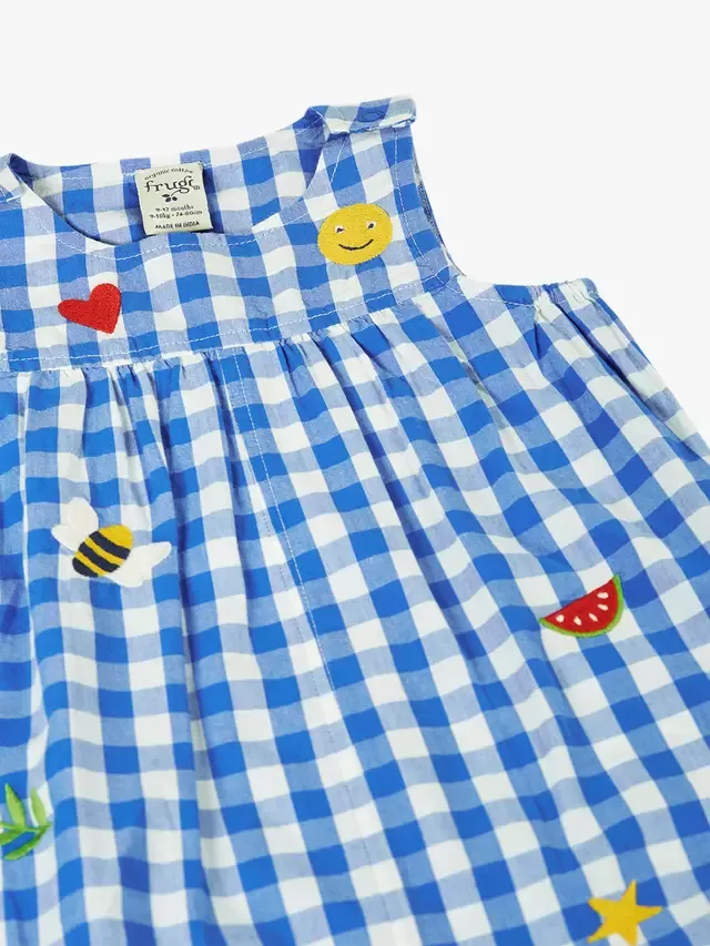 Детский летний короткий комбинезон, кобальтовая клетка/Happy Frugi — фото 2