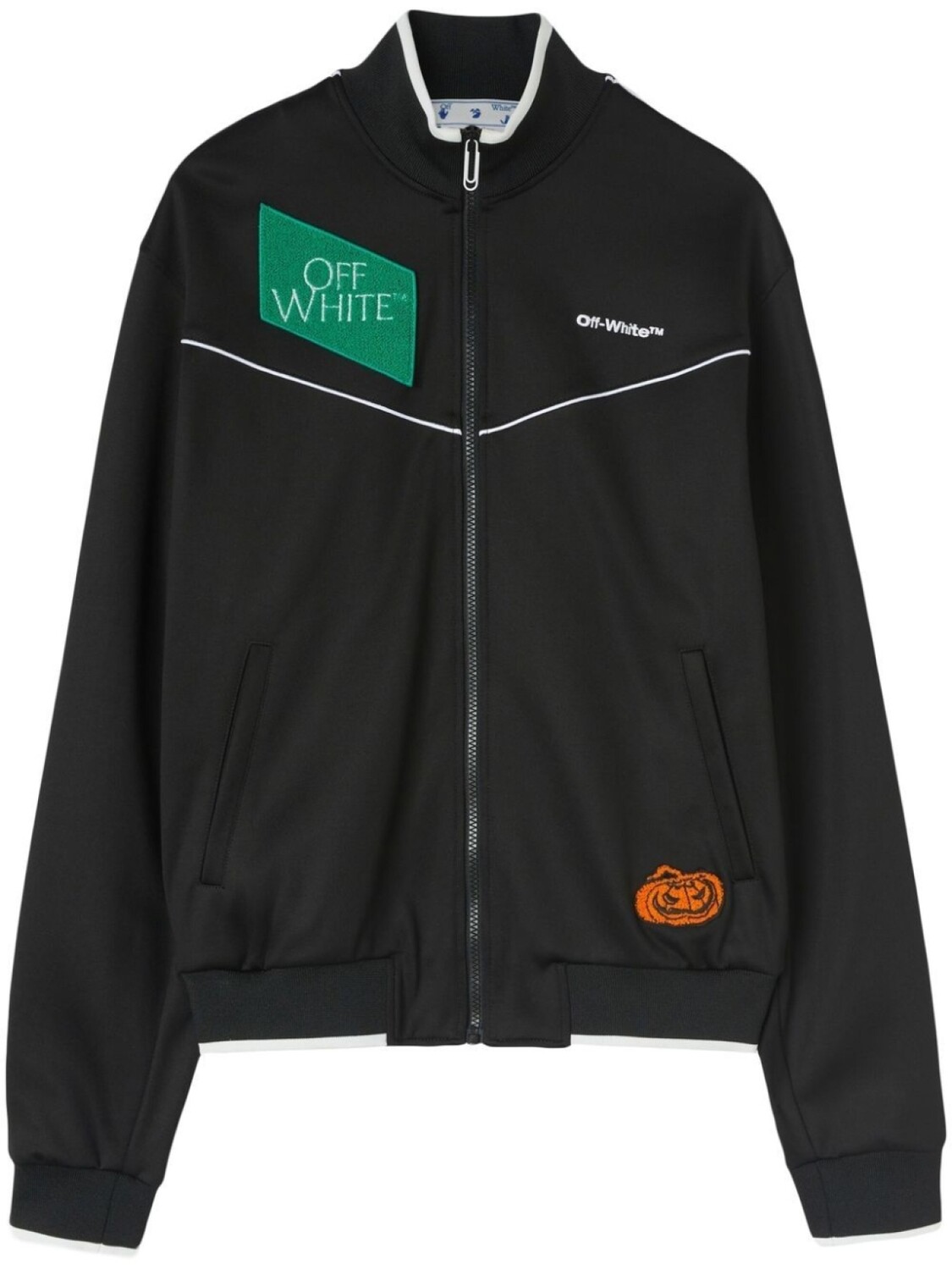 

Off-White куртка на молнии с вышитым логотипом, черный