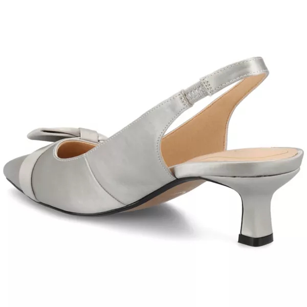 Женские туфли Paloma на каблуке-рюмочке с открытой пяткой Journee, цвет silver satin — фото 4
