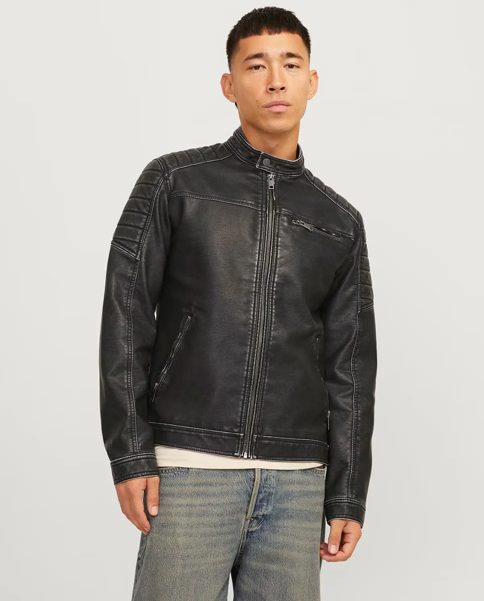

Мужская синтетическая куртка с застежкой-молнией Jack & Jones, черный