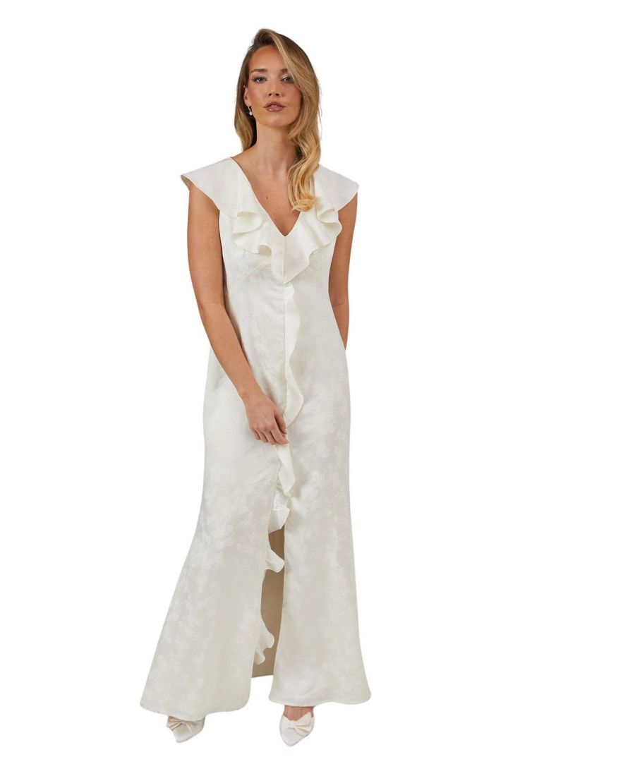 

Женское атласное жаккардовое платье подружки невесты с V-образным вырезом Oasis, Champagne