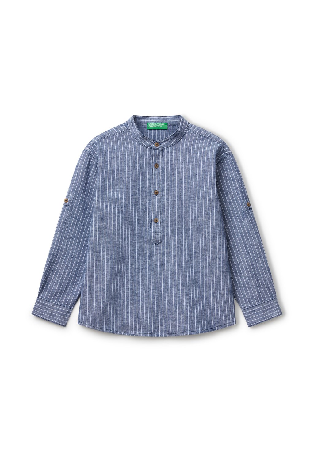 

Рубашка STRIPED MANDARIN COLLAR United Colors of Benetton, синий