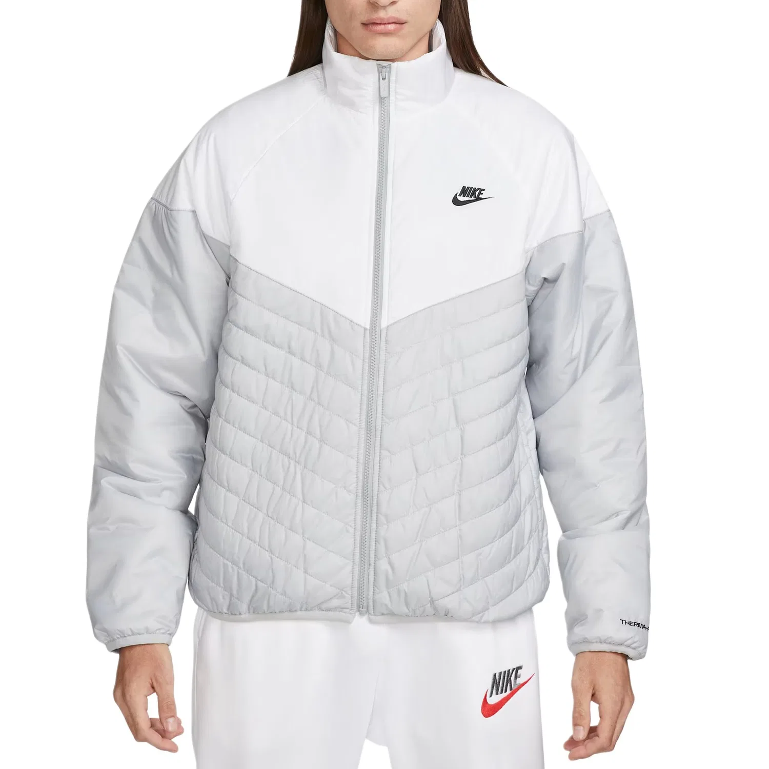 Куртка пуховик WINDRUNNER Sportswear Therma FIT Futura мужская Nike, Light Smoke Gray/White/Black