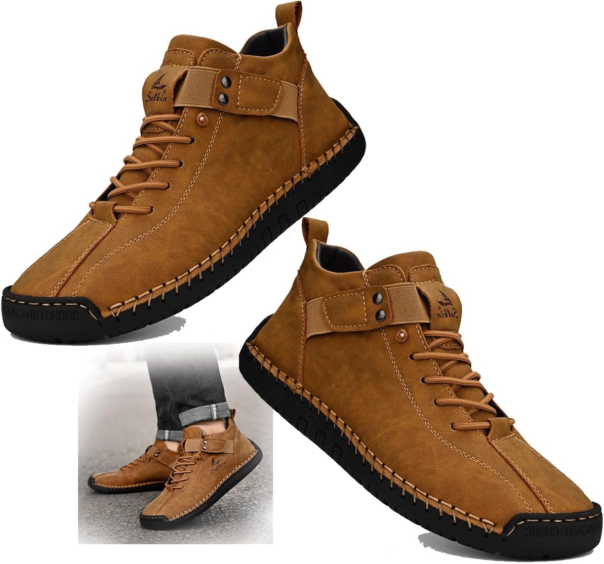 

Мужские лоферы без застежек для прогулок, дышащие и износостойкие для активного отдыха весной и осенью Generic, желтый