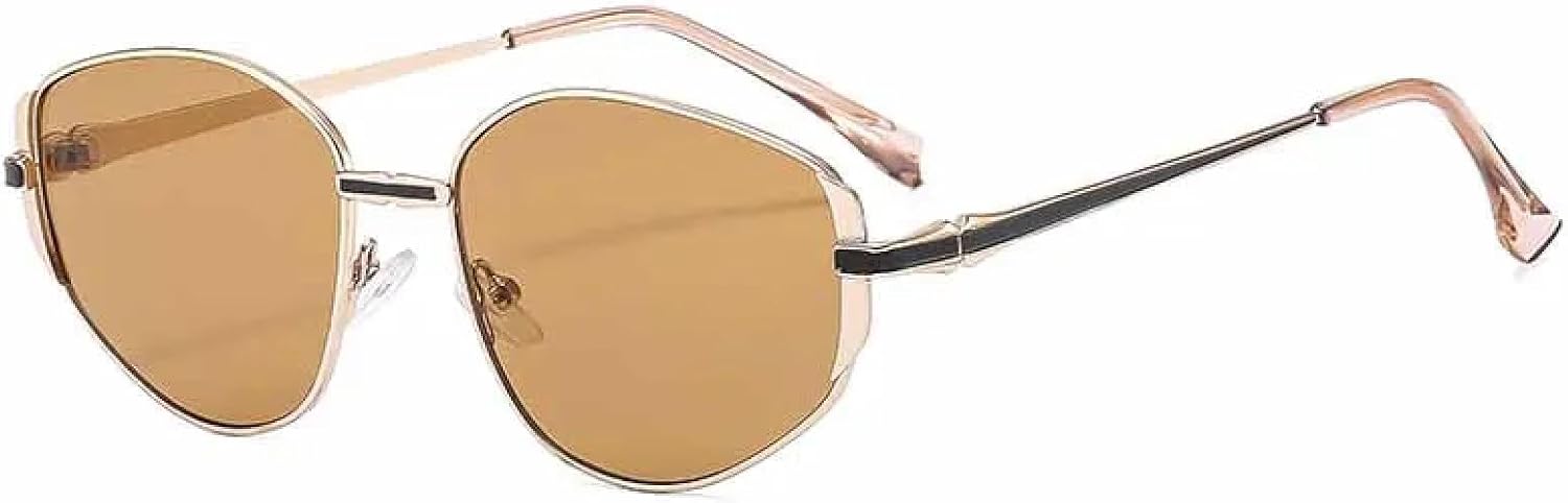 

Модные металлические солнцезащитные очки в маленькой оправе овальной формы для женщин, трендовые, роскошные, для защиты от солнца на открытом воздухе, UV400 TKKTLLT, Gold Tea