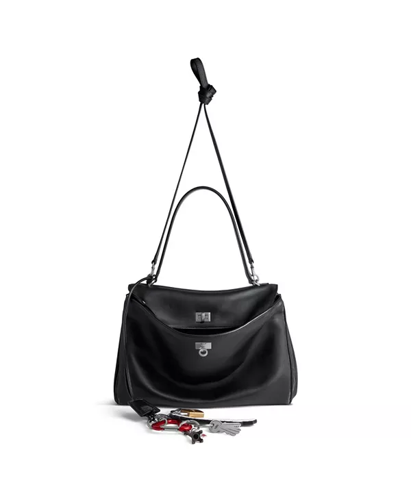 Сумка Rodeo с эффектом потертости и одним брелоком. Balenciaga, черный — фото 4