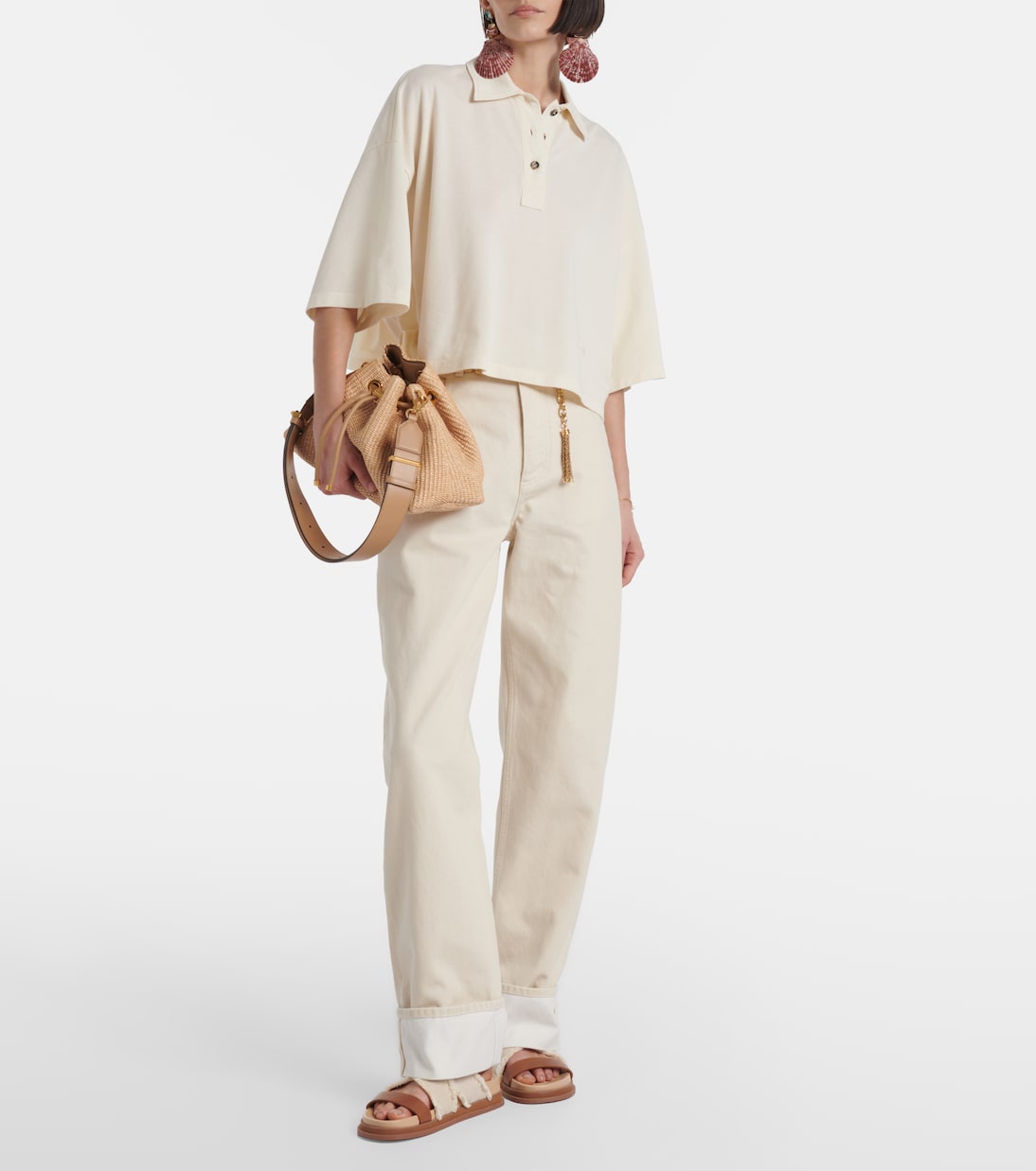 Сандалии Joa с вышивкой на холсте и кожаными вставками Jimmy Choo, Tan/Natural — фото 3