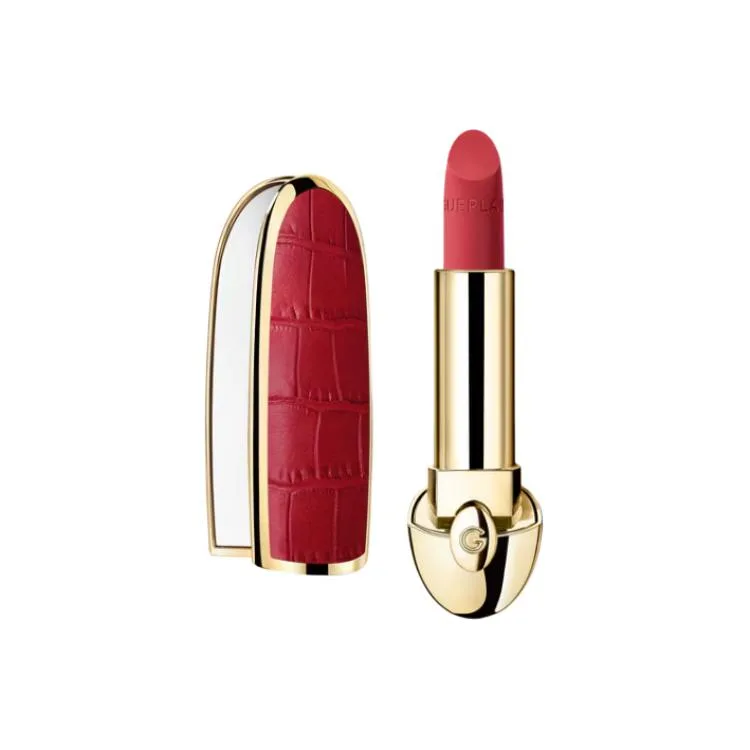GUERLAIN Темно-красная помада с крокодиловым принтом, кремовая матовая, 3.5 г, #214 Blazing Cherry — фото 3
