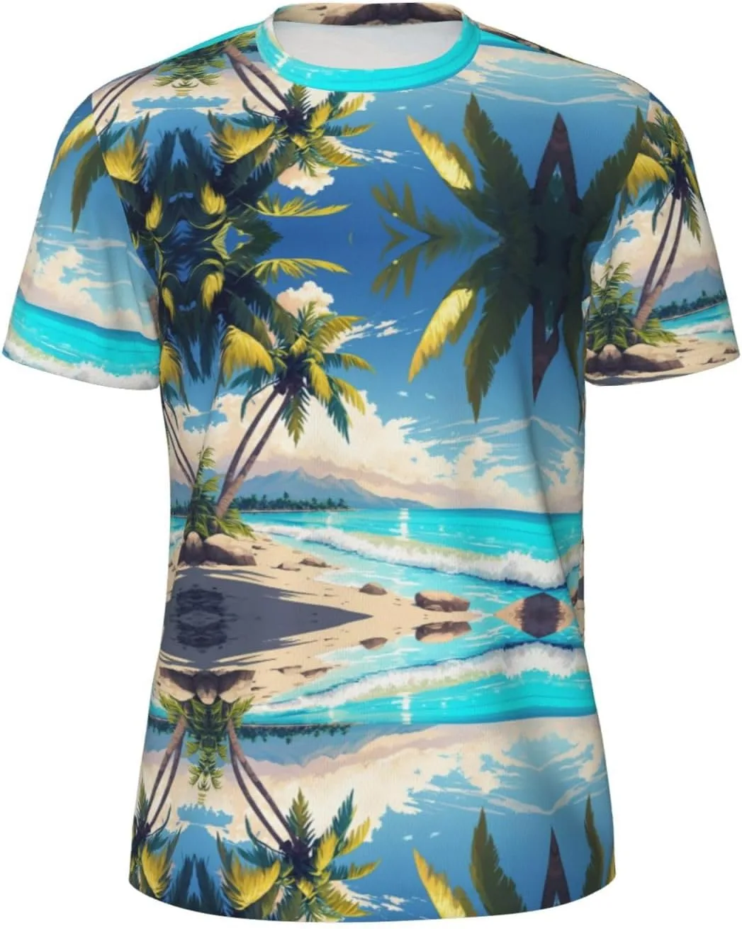 

Футболка мужская с принтом пальмы и океана, легкая, для спортзала и повседневной носки YANYU