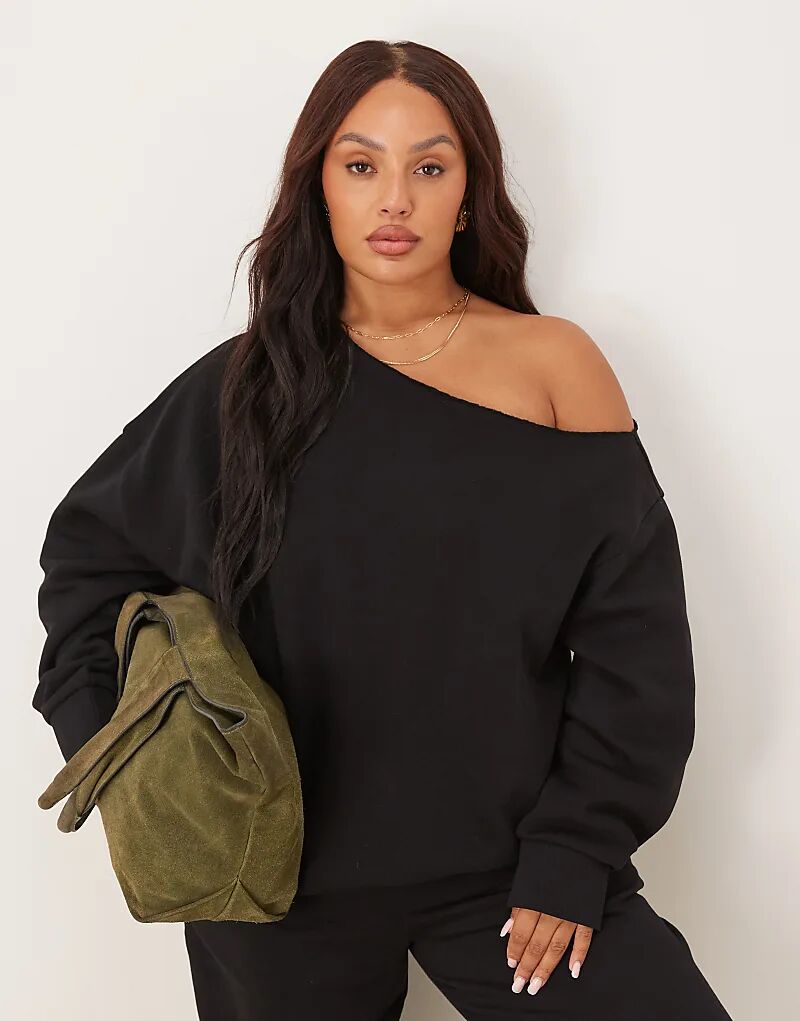 

Толстовка с открытыми плечами ASOS DESIGN Curve черного цвета Asos Curve