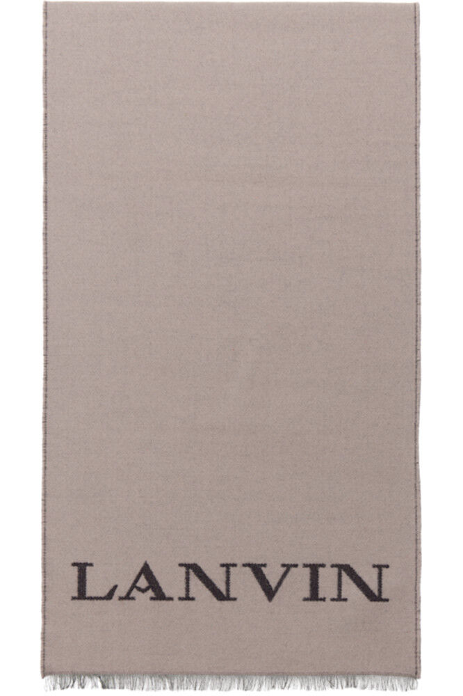

Коричневый и серый тканый шарф с логотипом Lanvin