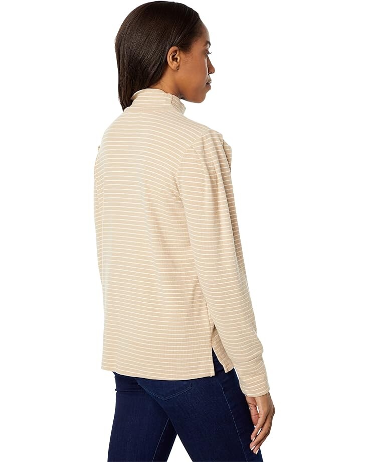 

Топ Mod-o-doc Cozy Stripe Rib Long Puff Sleeve Turtleneck Top, мокка