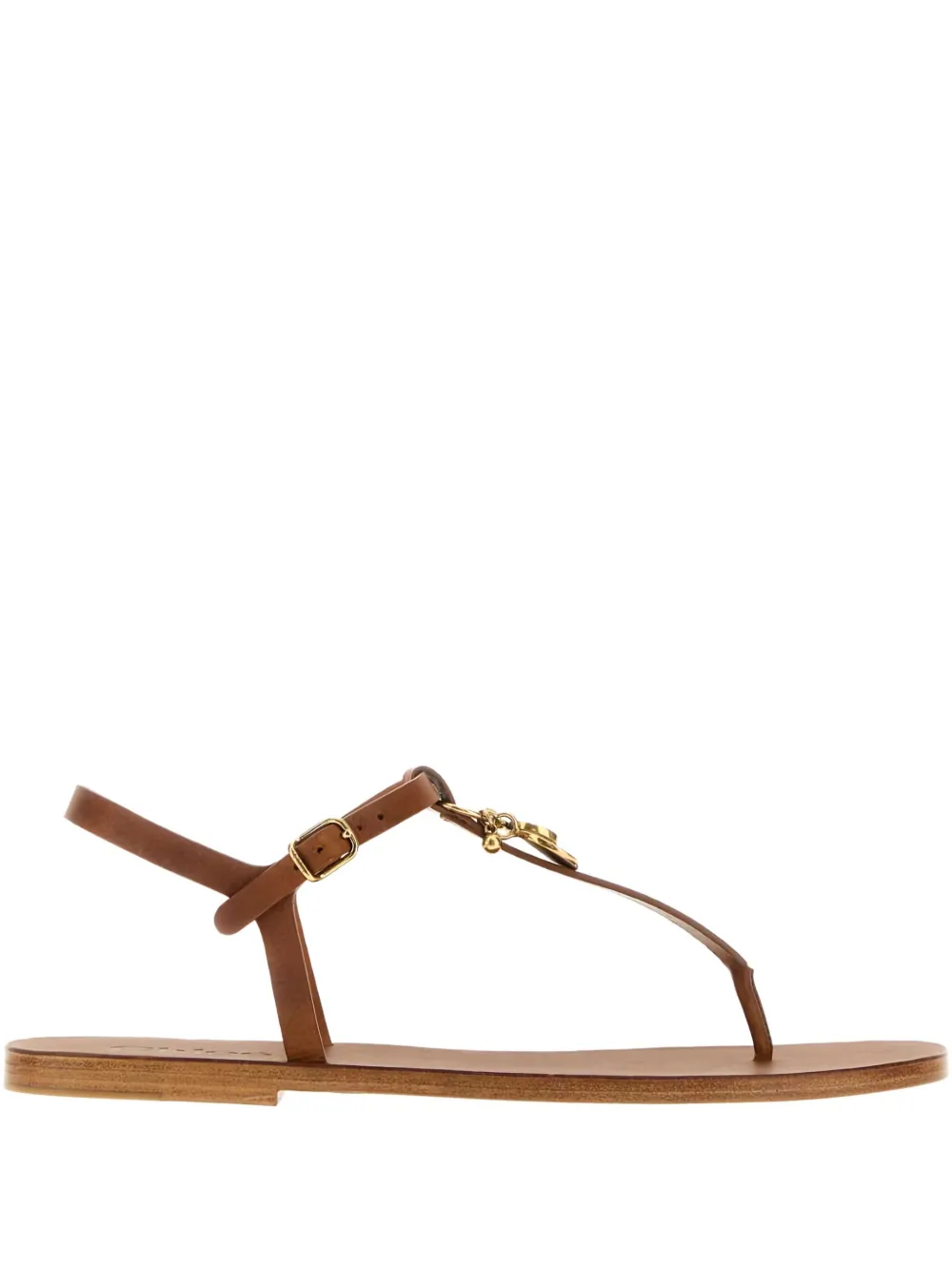 Кожаные сандалии с подвесками CHLOÉ, коричневый