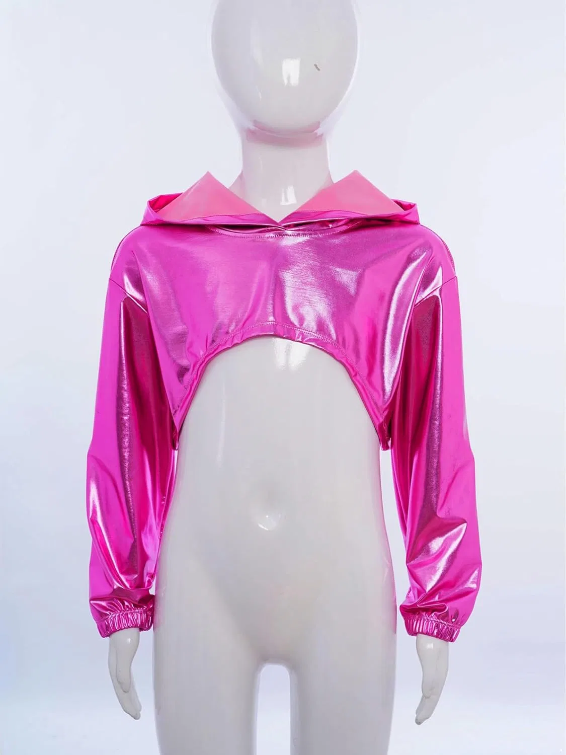 Детская толстовка с капюшоном Xnihocha металлик асимметричный подол, Hot Pink — фото 2