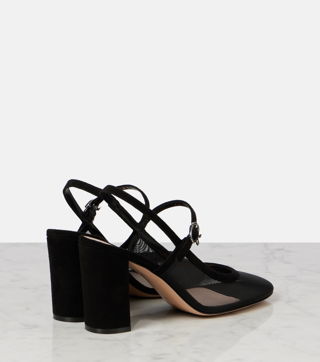 Франсуаза 55 кожаные туфли-лодочки на ремешке Gianvito Rossi, Black+Black — фото 2