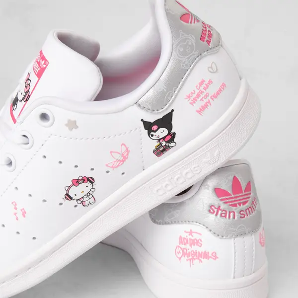 

adidas Кроссовки Originals x Hello Kitty Stan Smith — Big Kid, белый, Серый, adidas Кроссовки Originals x Hello Kitty Stan Smith — Big Kid, белый