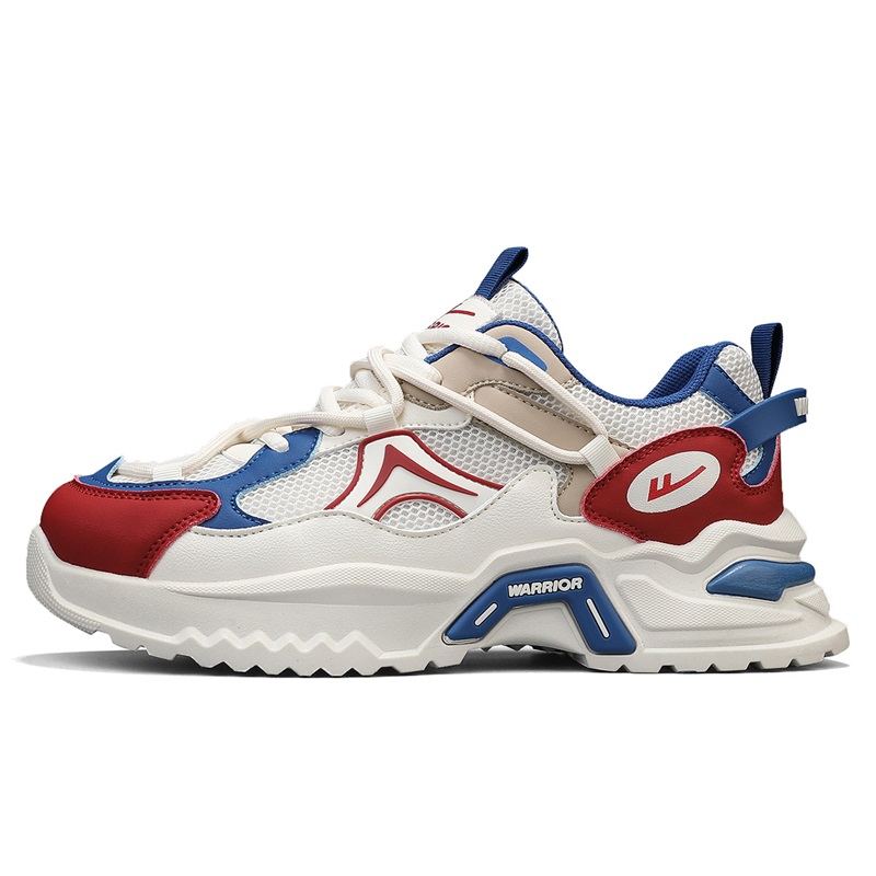 

WARRIOR Прочные легкие и дышащие массивные кроссовки мужские бежево-красно-синие, цвет Beige Red Blue