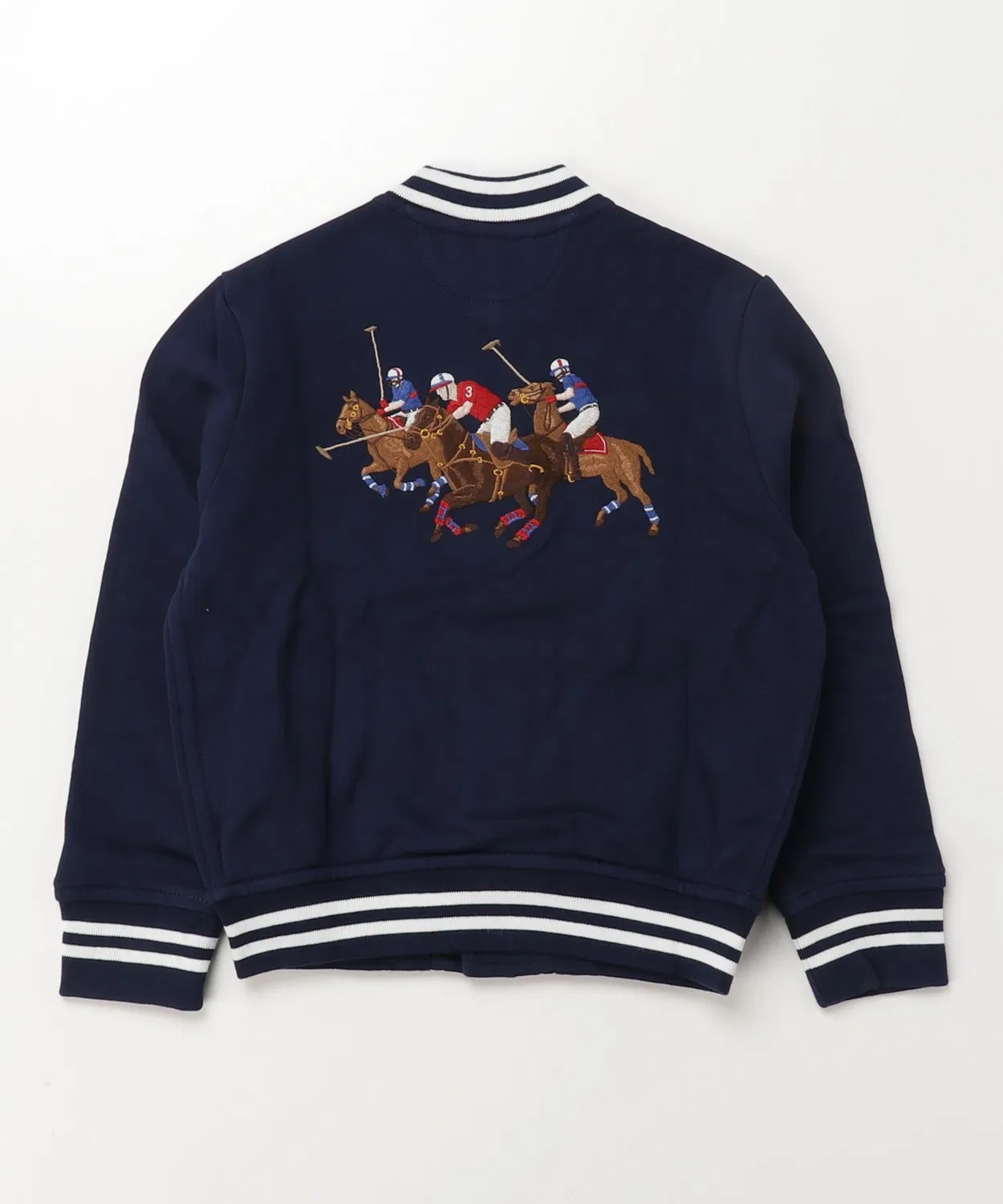 Флисовая бейсбольная куртка Polo Ralph Lauren Triple Pony, темно-синяя — фото 4