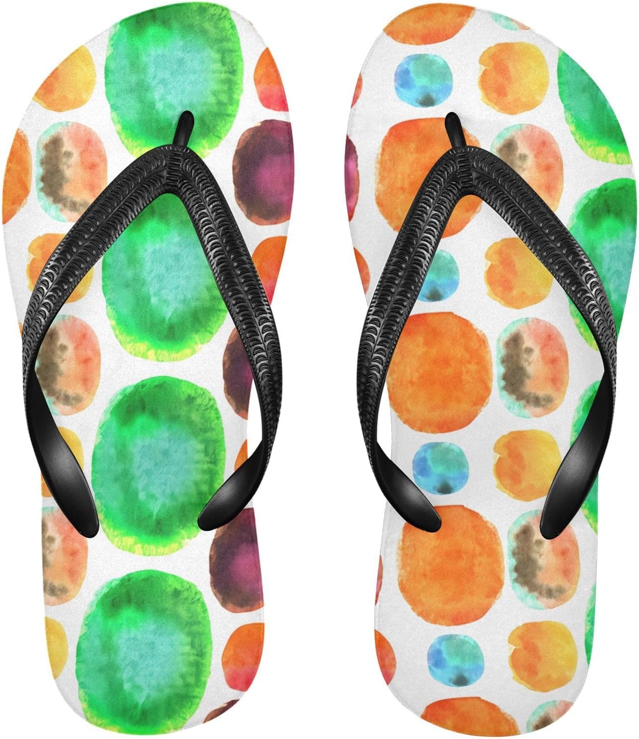 

Женские и мужские пляжные шлепанцы с акварельным кружком, белые, резиновые, с противоскользящей подошвой, летние тапочки, босоножки для душа Sinestour