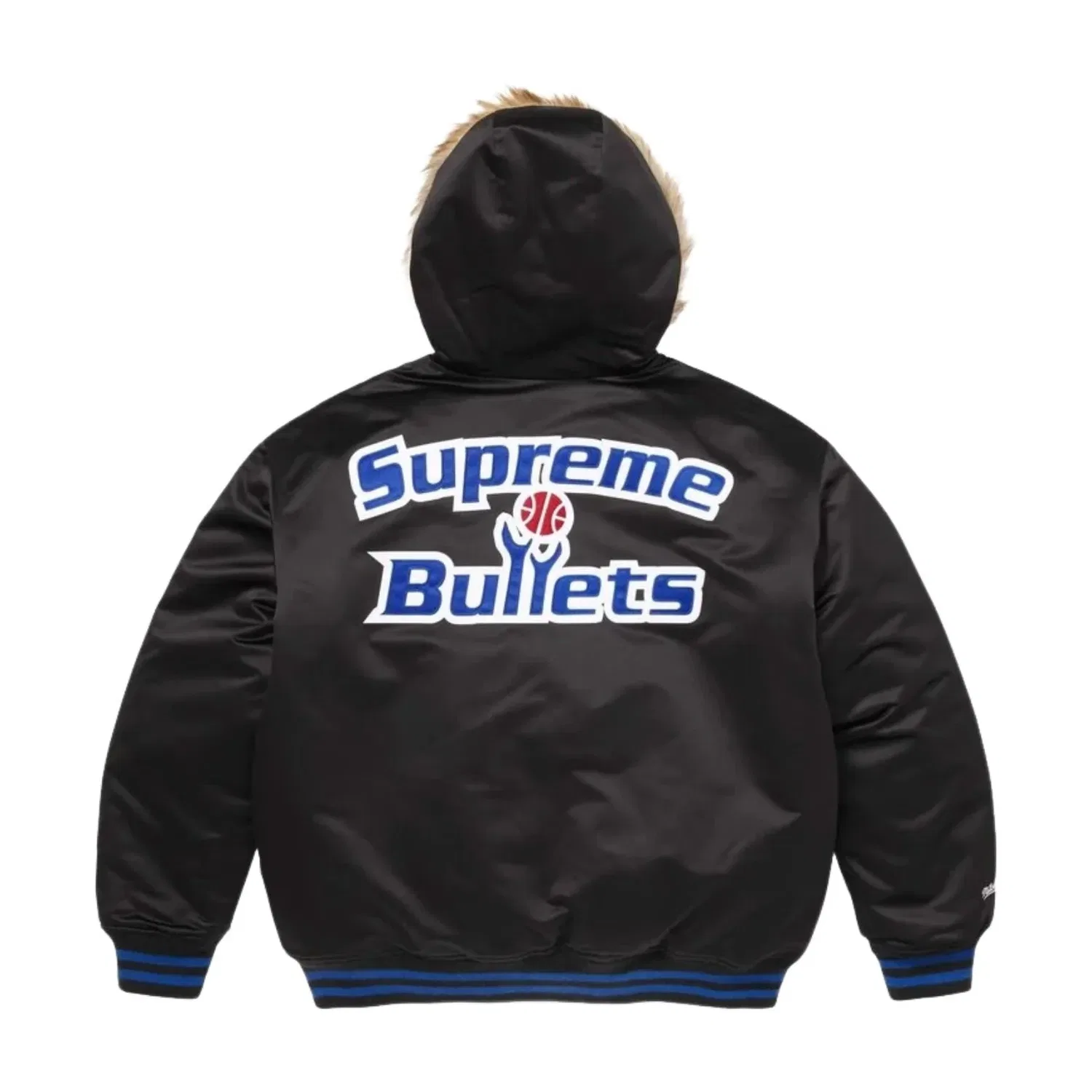 Куртка Supreme x Mitchell & Ness SS26 Teams Hooded Satin Varsity Jacket 'Black' SUP-SS26-285-BLK, черный — фото 3