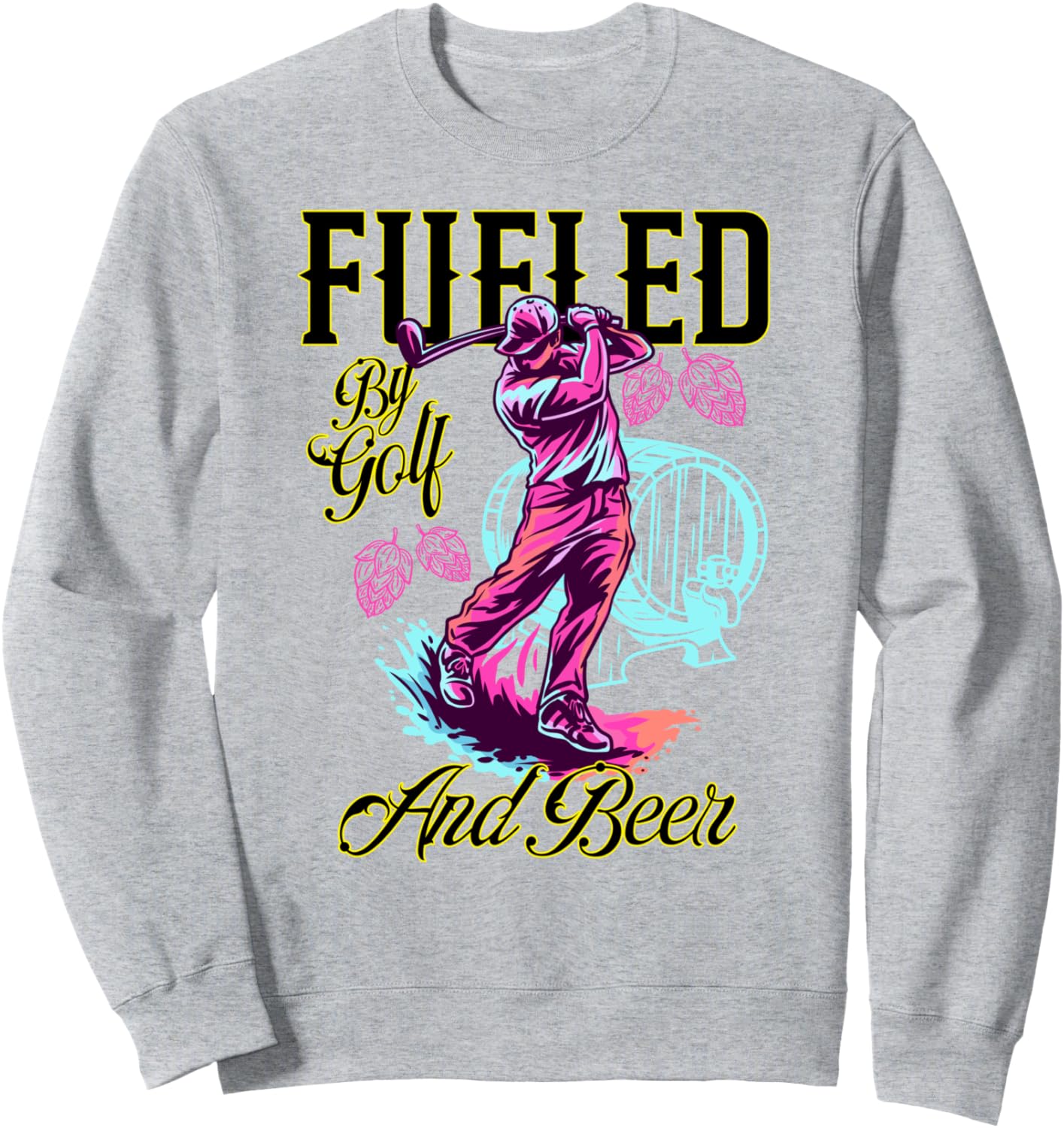 

Подпитываемый гольфом и пивом. Гольфист. Милая забавная толстовка с приколом Four1Nine Golfers Official, серый