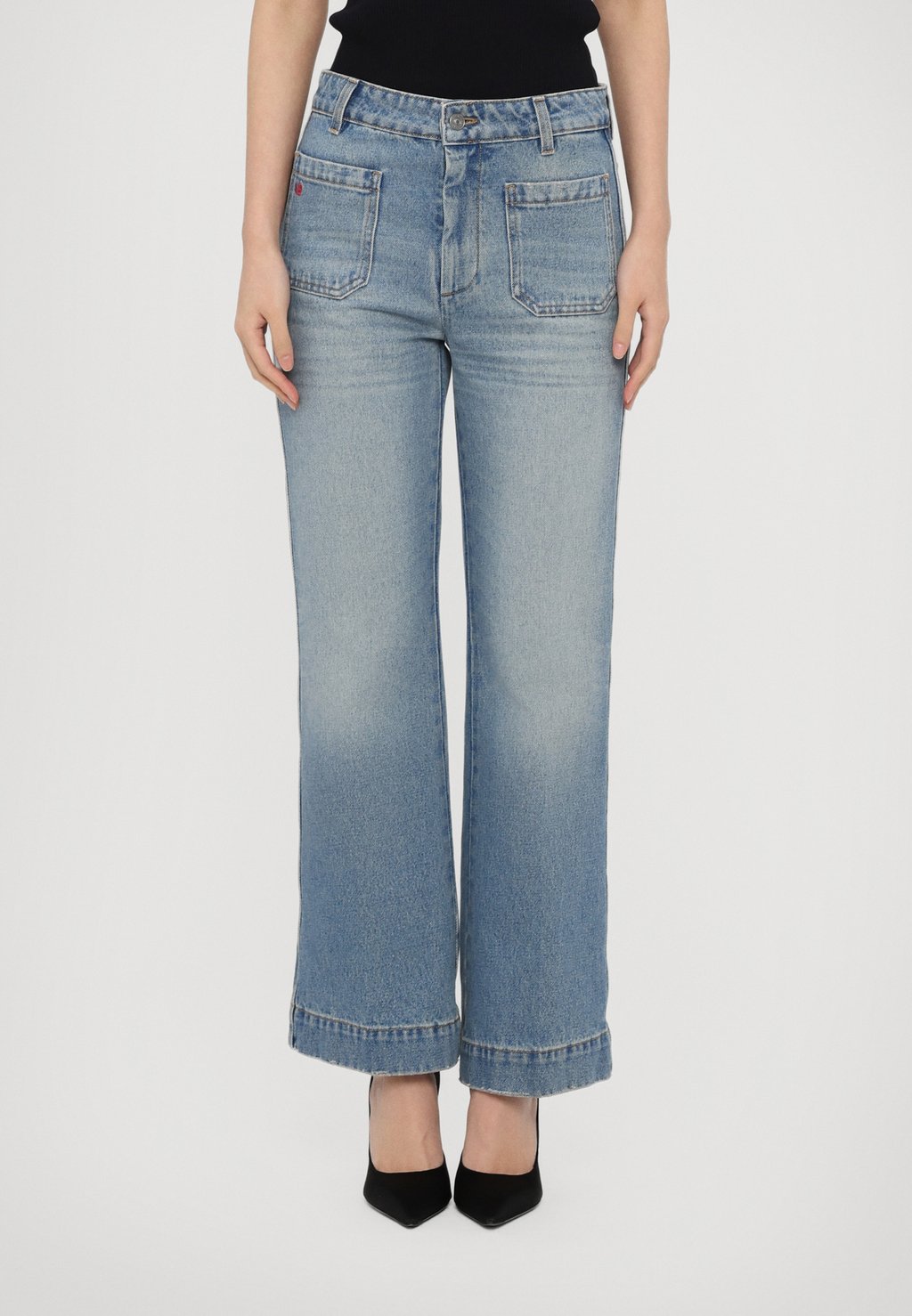 

Джинсы прямого кроя CROPPED KICK ALINA Victoria Beckham, цвет Pale Blue Wash