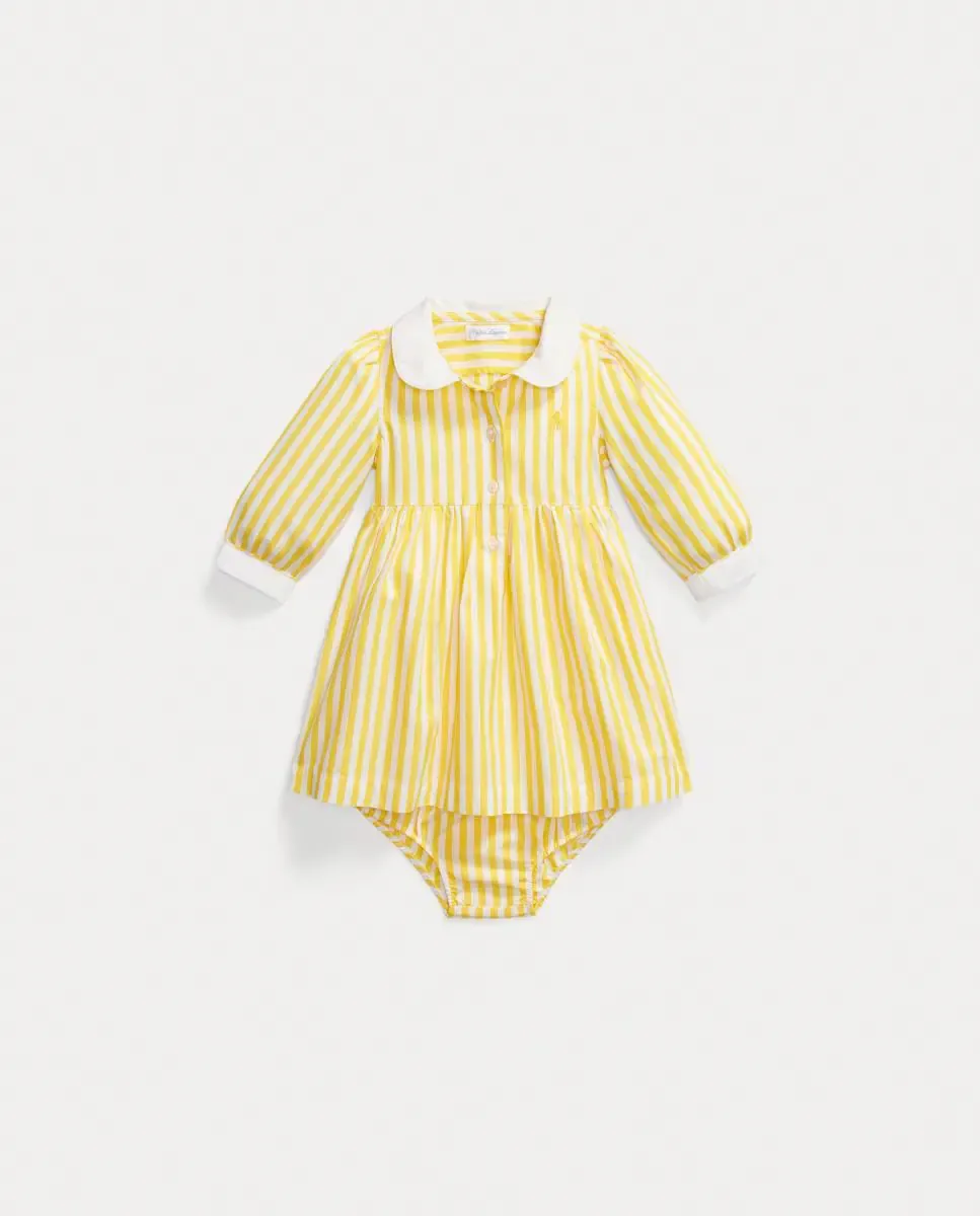 Рубашечное платье для маленькой девочки из поплина с трусиками Polo Ralph Lauren, желтый