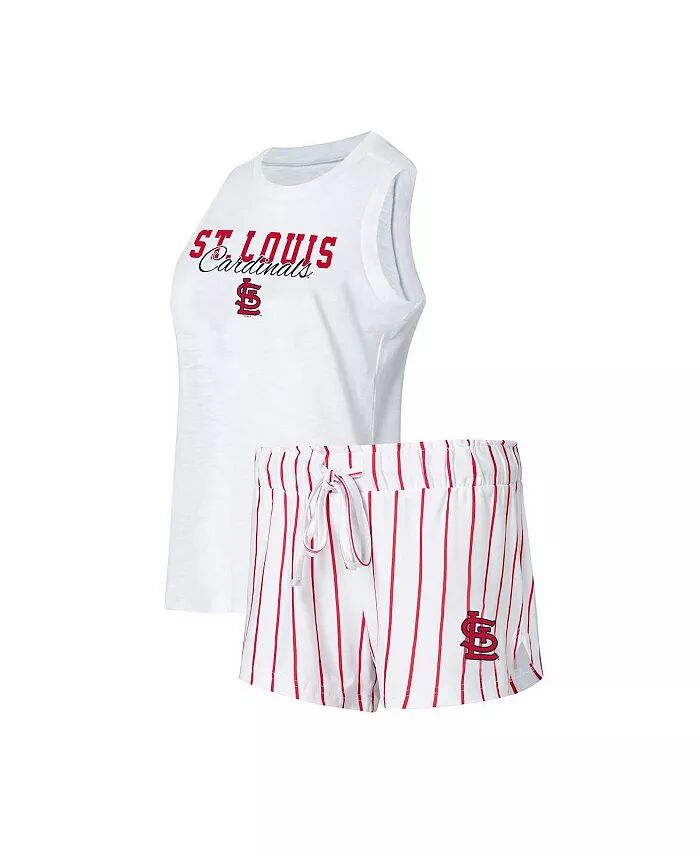 

Женский белый комплект для сна St. Louis Cardinals Reel в полоску: майка и шорты Concepts Sport