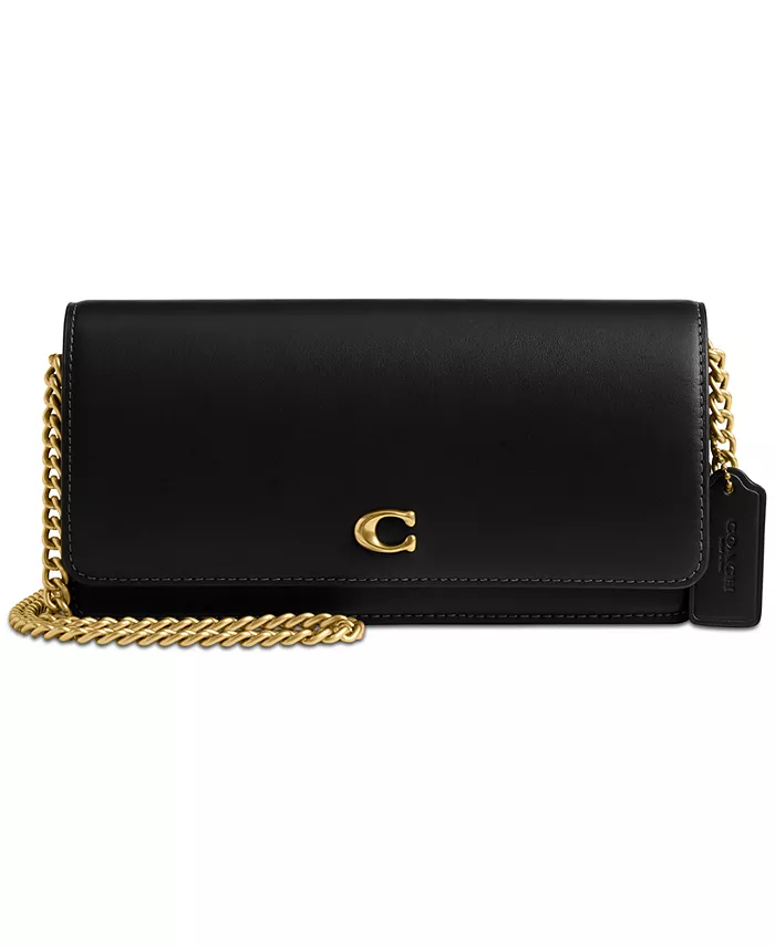 

Изящный кожаный длинный кошелек Evie с цепочкой COACH, черный